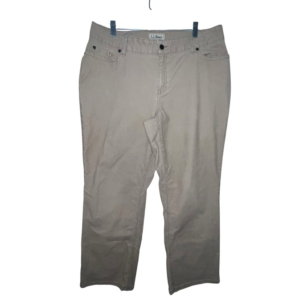 LL Bean Pants Corduroy‎ Women's 16 Reg Straight Leg Favorite Fit Curvy Tan Jeans